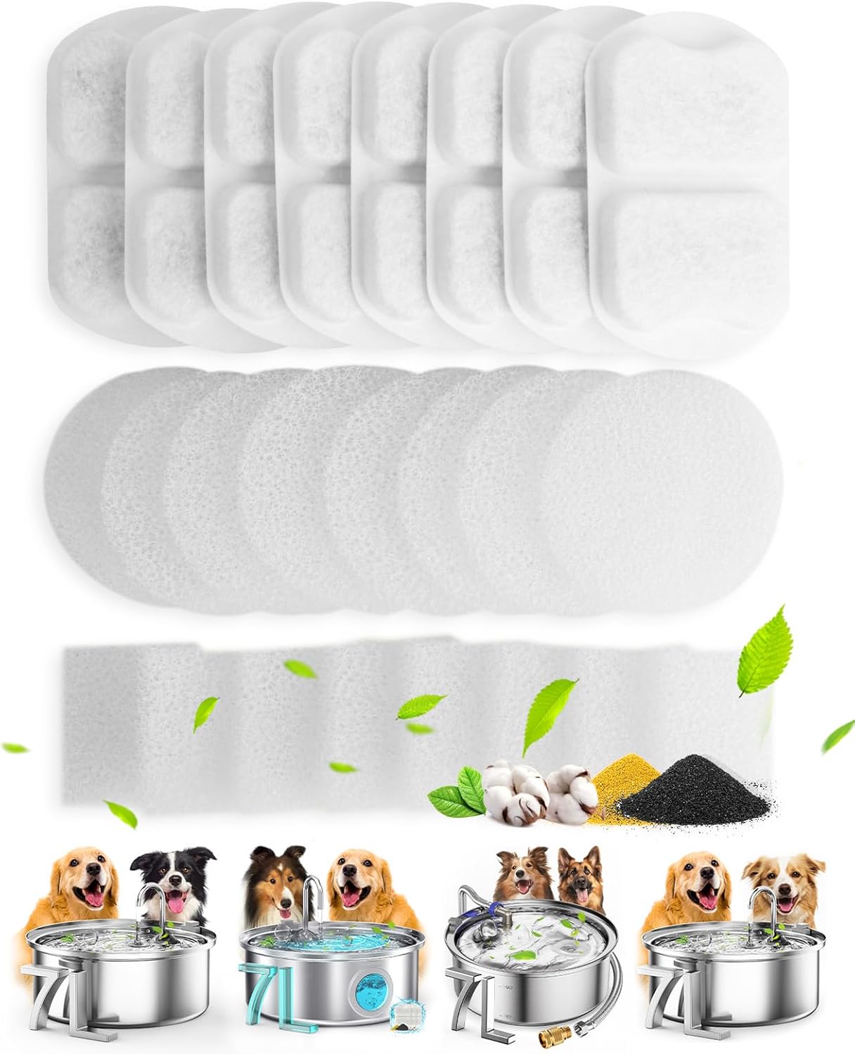 Detalle de oneisall Replacement Filter for 7L PWF-002 Stainless Steel Dog Water Fountain (8-Pack)