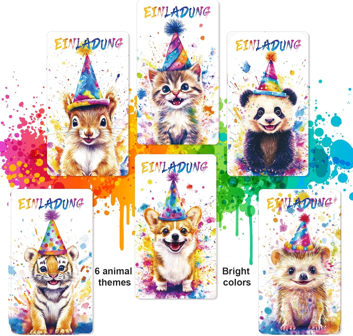 Thumbnail 1 de Maxmoc Tier Einladungskarten zum Kindergeburtstag (12 Stück) – niedliche Tiermotive, 16 x 9 cm