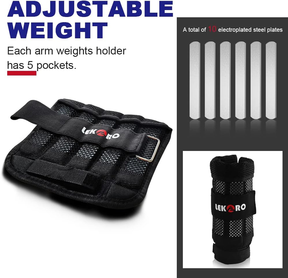 Thumbnail 1 de LEKÄRO Wrist Ankle Weights with Removable Steel Bars – Adjustable 1 Pair, 2.0 kg Total