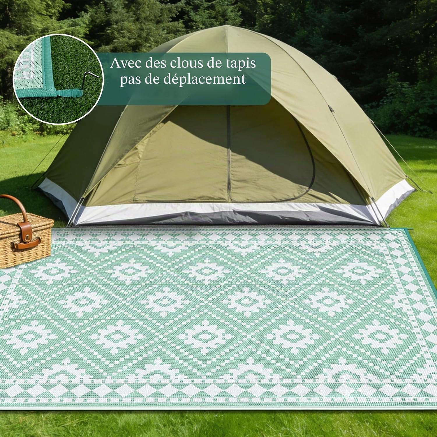Thumbnail 5 de Enyhom Grand tapis d'extérieur réversible en paille de PP recyclé – polyvalent et pliable
