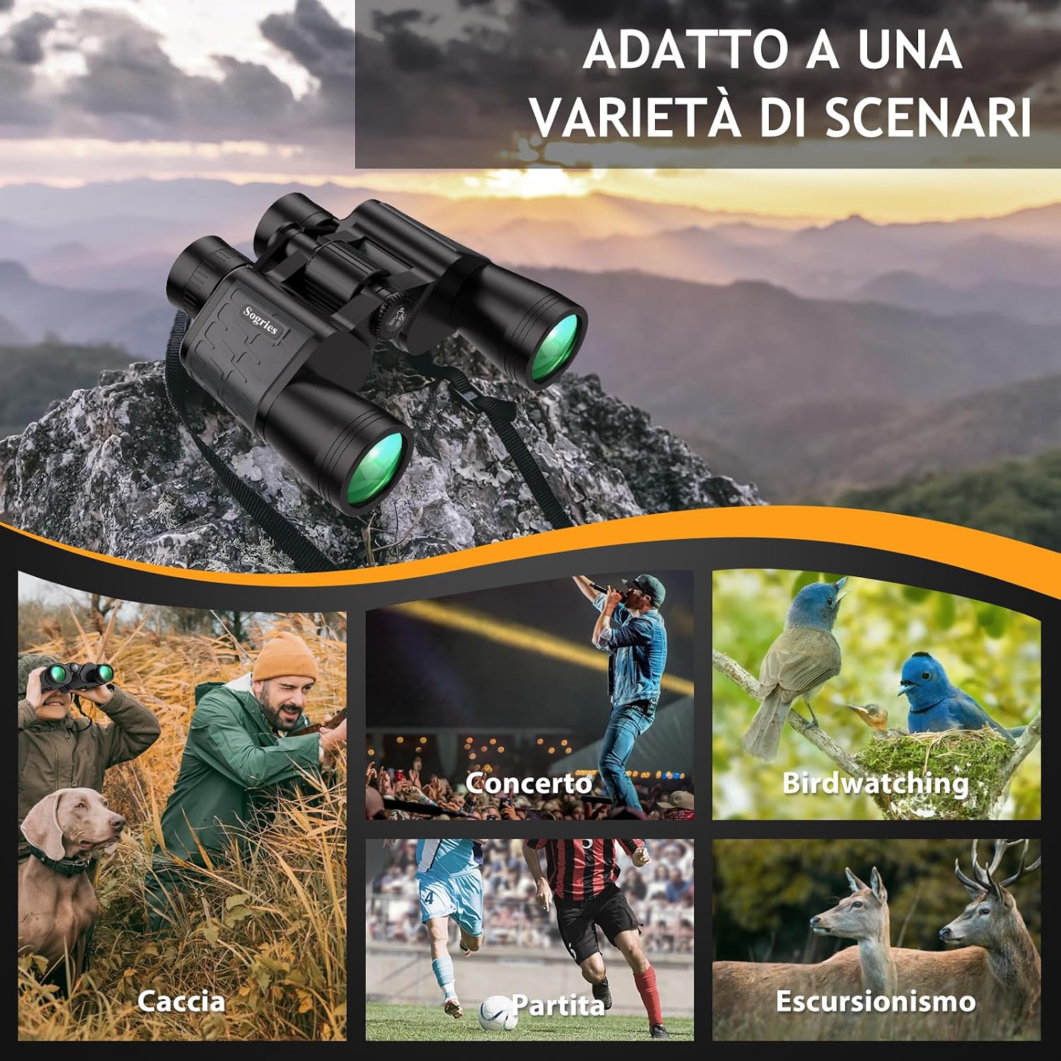 Thumbnail 6 de Binocolo HD 10x50 per adulti: impermeabile, leggero e durevole per bird watching e viaggio
