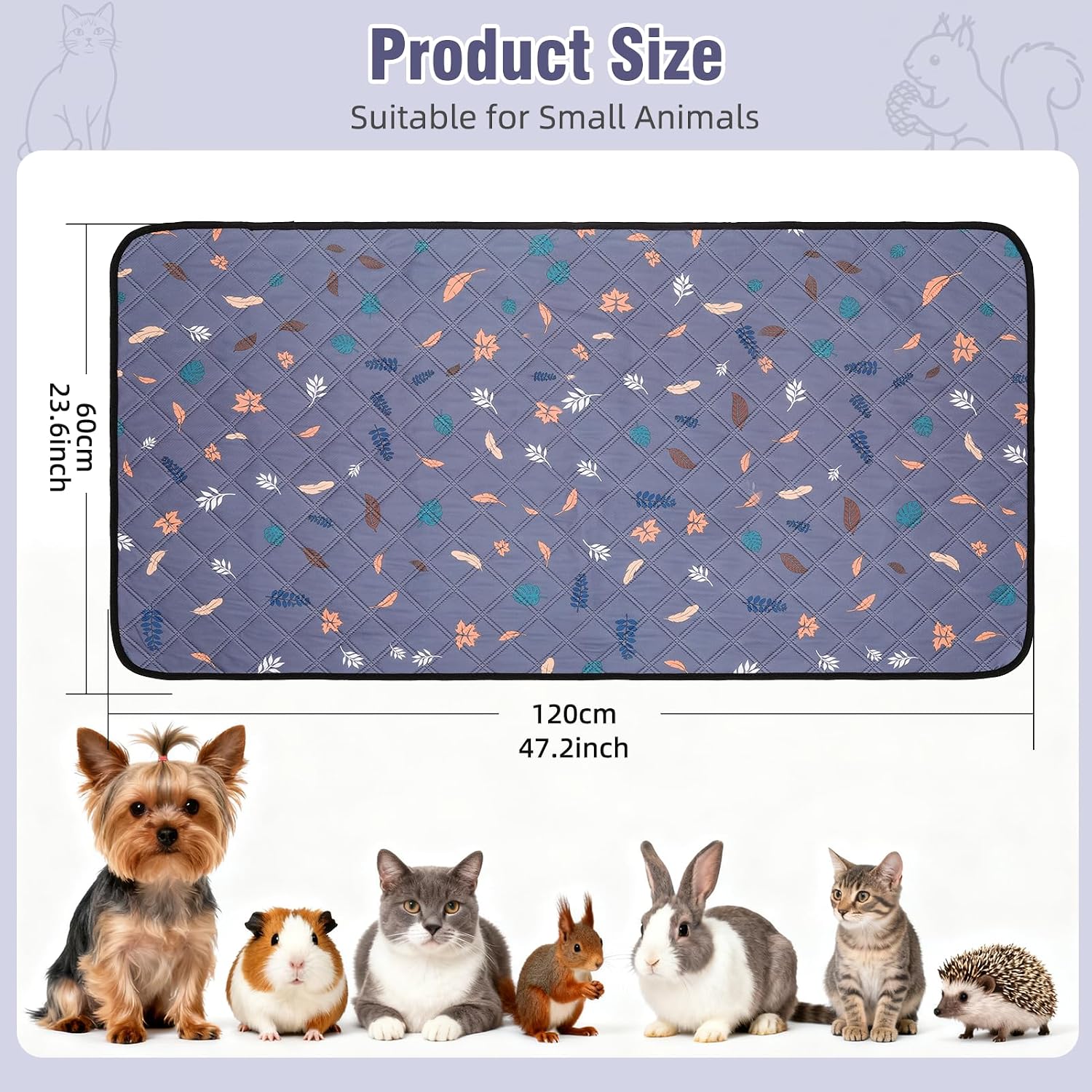 Detalle de HOZKUY 2-Pack Guinea Pig Cage Liners & Bedding 24"x48" — Leakproof, Washable and Reusable Mats with Odour Control