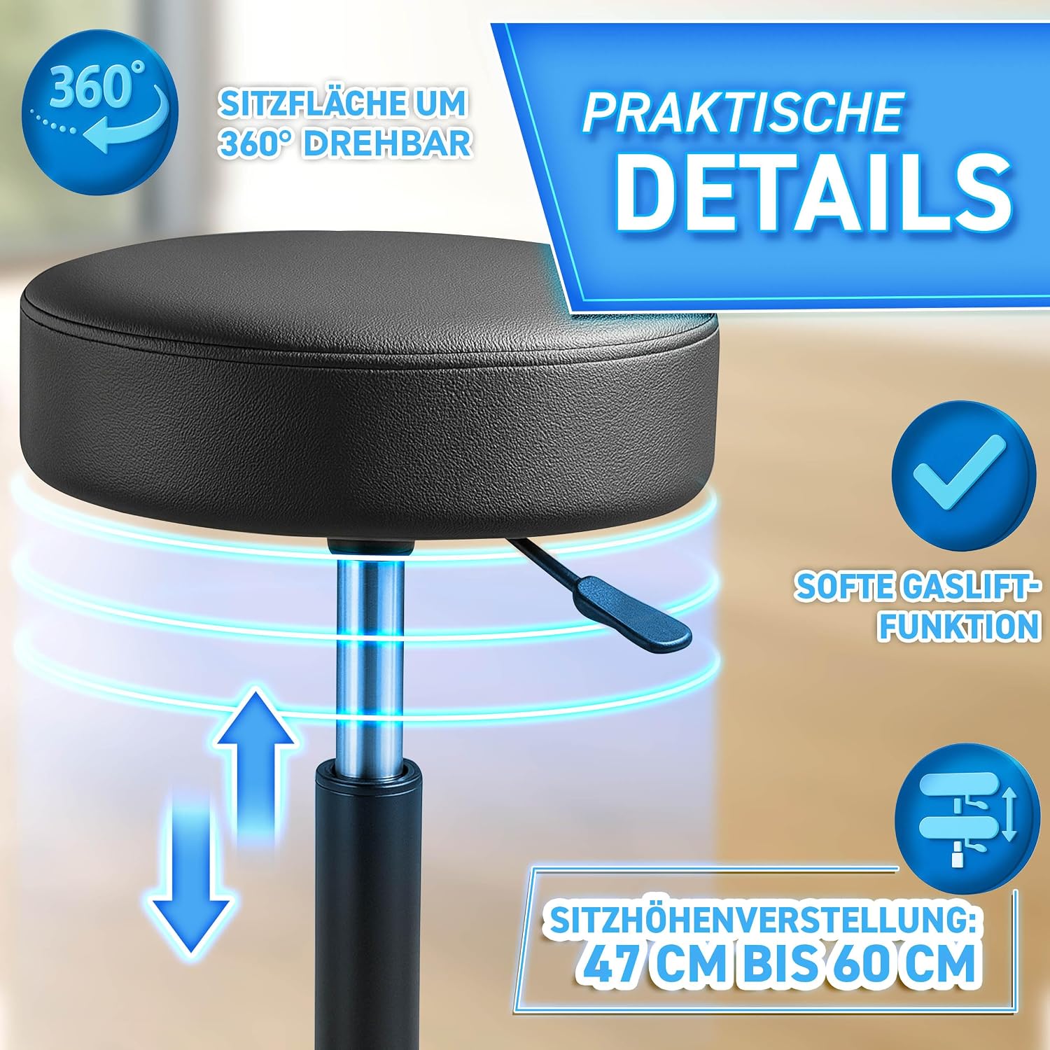 Thumbnail 4 de TRESKO Rollhocker höhenverstellbar 47-60 cm