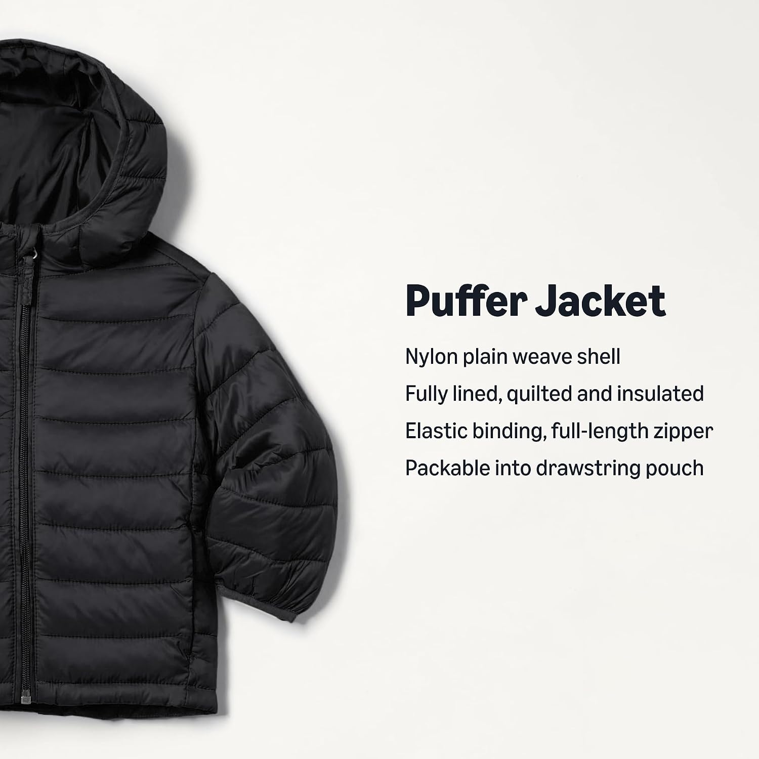 Detalle 2 de Amazon Essentials Boys and Toddlers' Lightweight Water-Resistant Packable Hooded Puffer Jacket, Insulated
