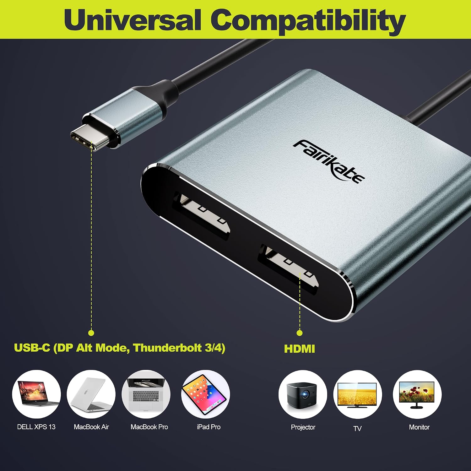 Thumbnail 4 de fairikabe Adaptador USB-C a Doble DisplayPort 4K 60Hz 🔌