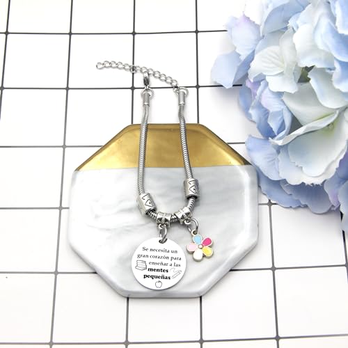 Detalle de POIUYTRE Pulsera para Profesoras – Regalo grabado y personalizado para maestro/a