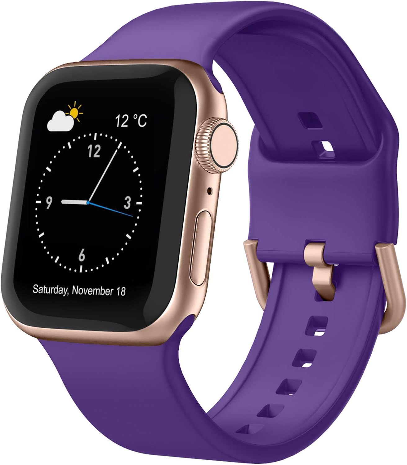 Detalle de Adepoy 2-Pack Silicone Apple Watch Bands for 38–49mm: Soft Sport Straps with Classic Clasp