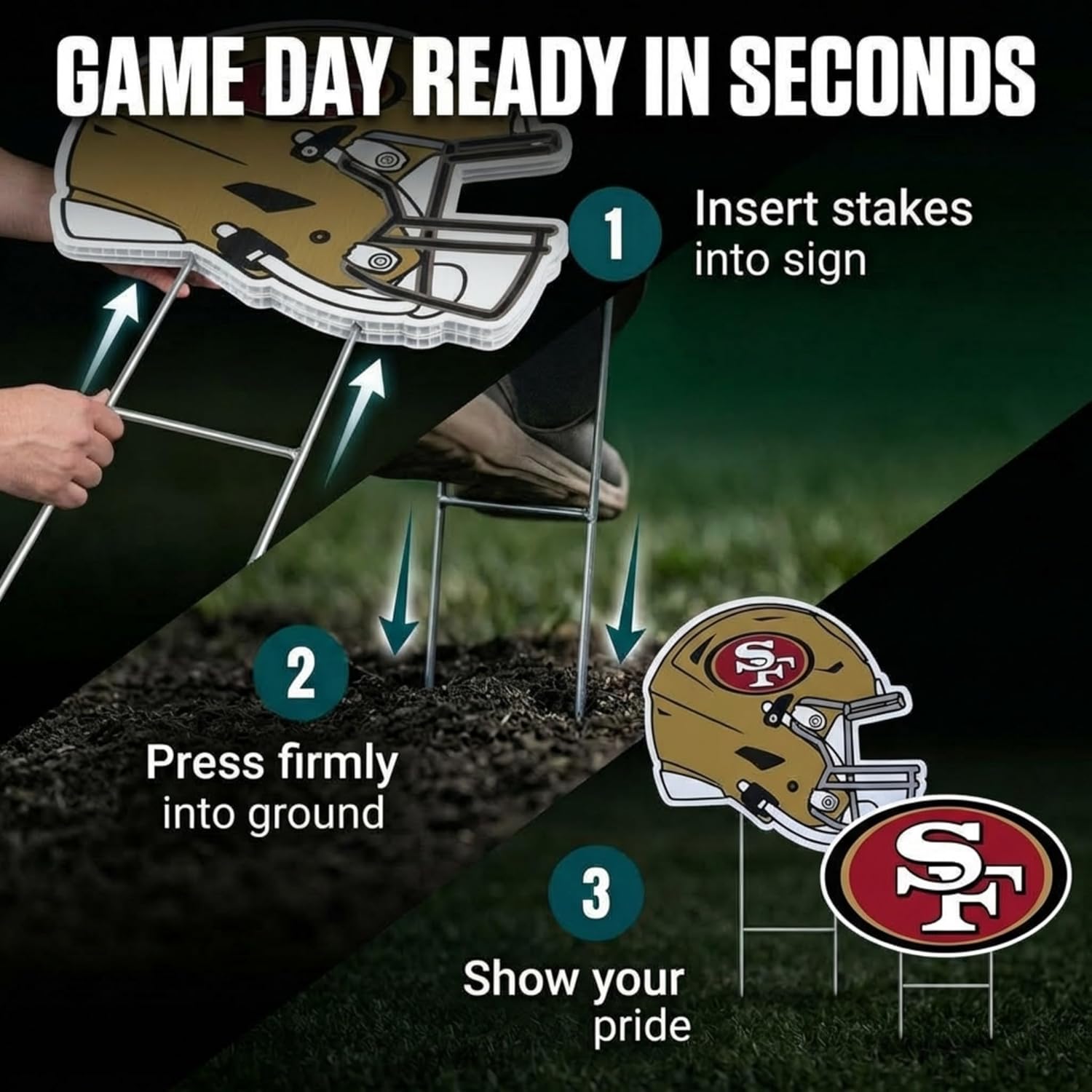 Detalle 2 de Proformance Home NFL Logo & Helmet 2-Pack Yard Sign Set (San Francisco 49ers)