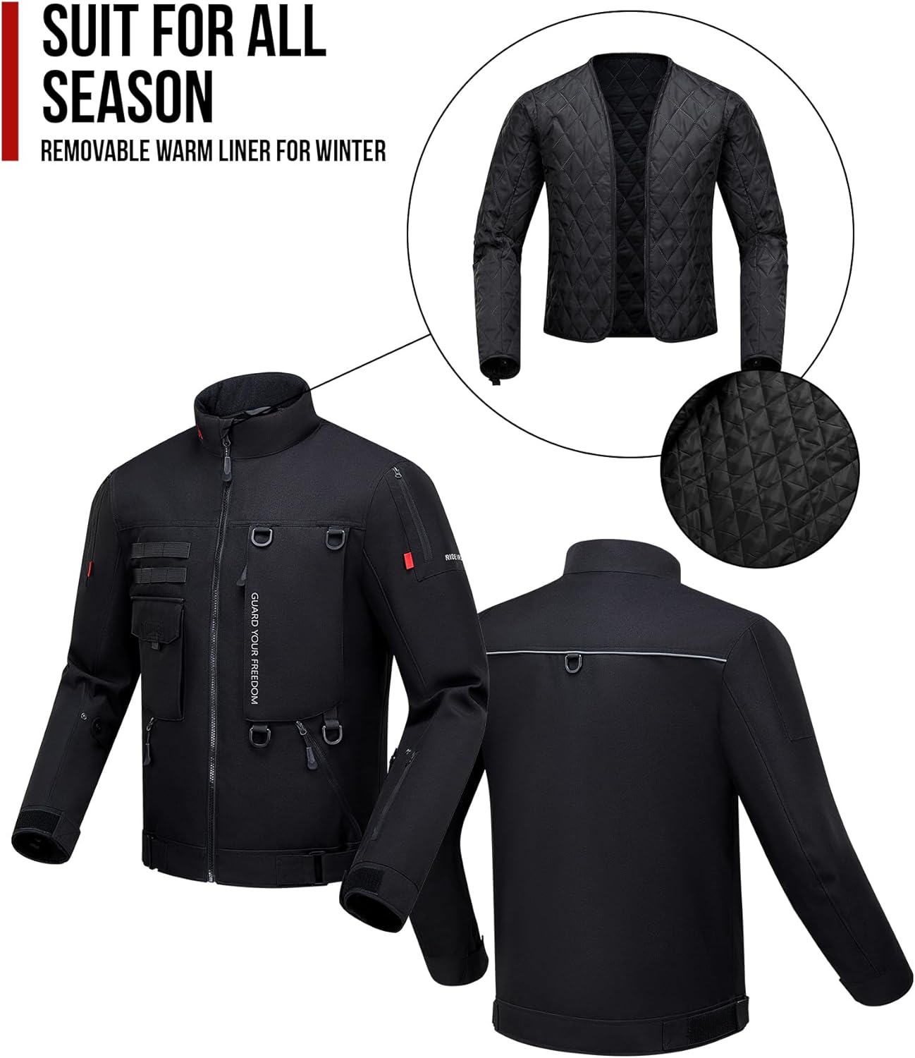 Thumbnail 4 de RIDEIRON Giacca Moto Invernale Uomo CE Classe A con protezioni CE-2 e fodera rimovibile