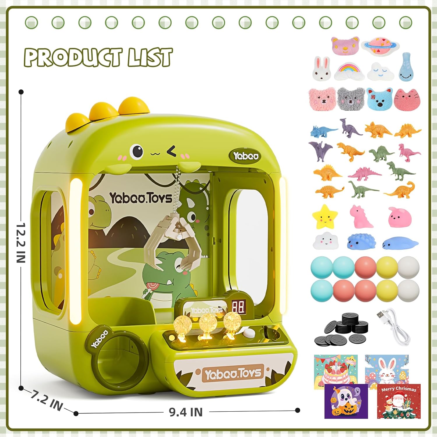 Thumbnail 6 de 64 PCS Large Claw Machine for Kids Dinosaur (USB or Battery) Electronic Vending Dispenser Toy