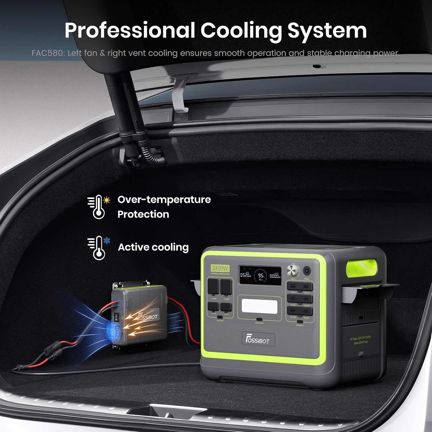 Thumbnail 4 de FOSSiBOT F2400 Portable Power Station with SP200 Solar Panel (2048Wh LiFePO4, 2400W Output)