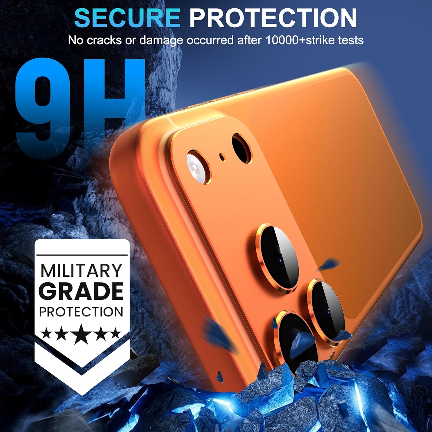 Thumbnail 3 de Suoman iPhone 17 Pro Max Camera Lens Protector — All-in-One Frosted Metal Frame, Strong Adhesion, Tempered Glass, Orange