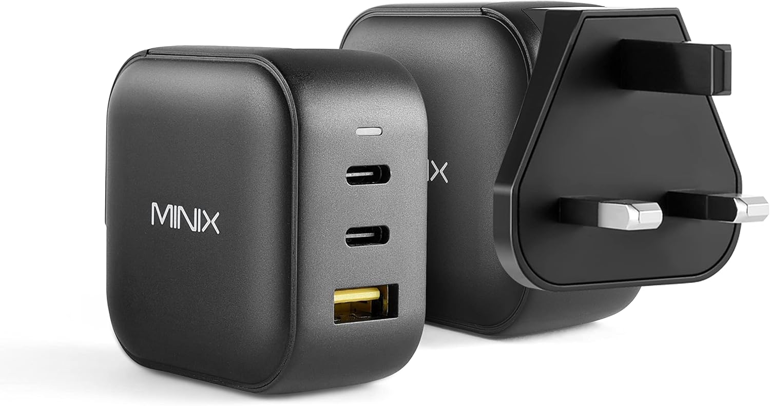 Detalle de MINIX 66W Turbo 3-Port GaN Wall Charger (NEO P1) – Compact, Smart 66W Power Hub