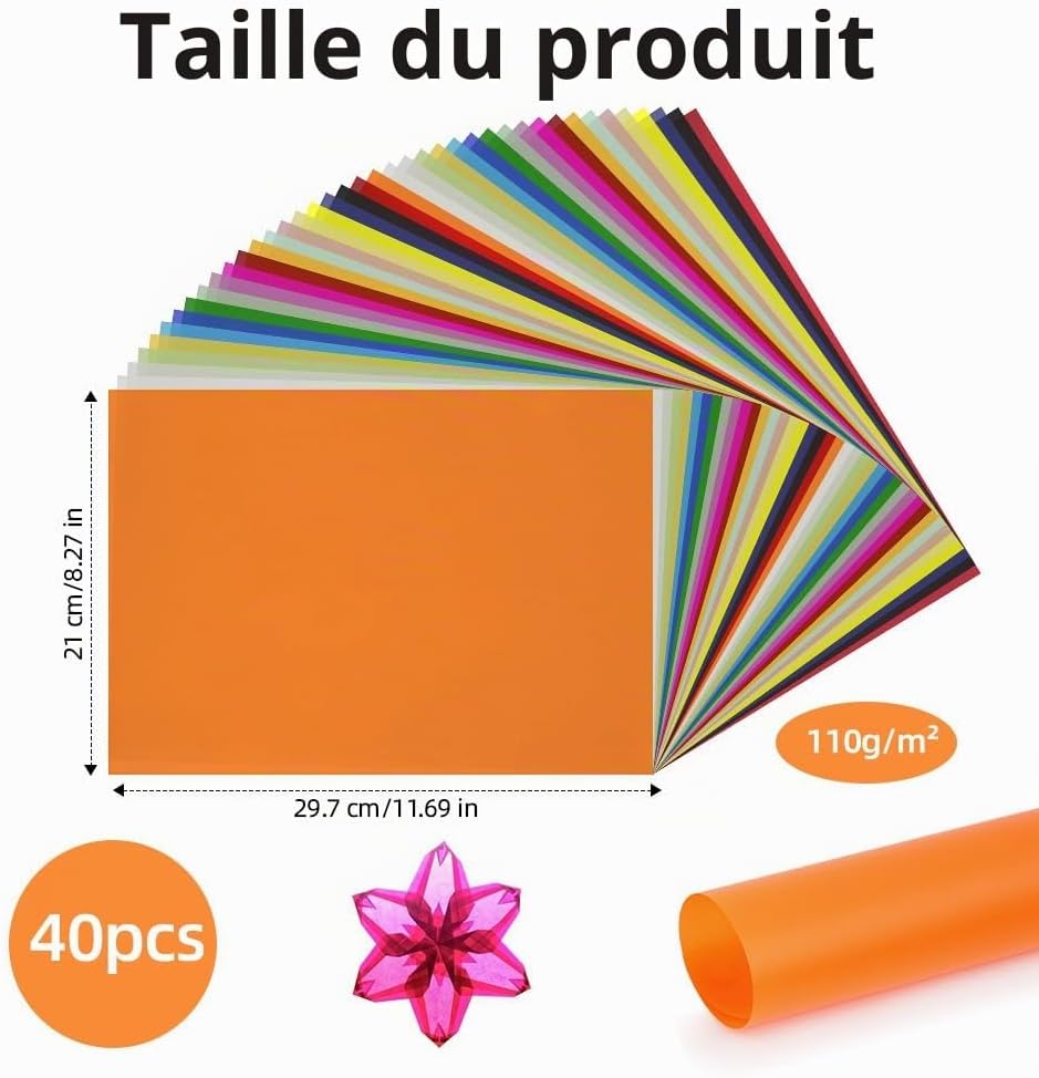 Thumbnail 1 de OSDUE gekleurd transparant perkamentpapier A4, 40 vellen, 110 g/m²