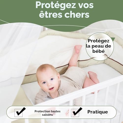 Detalle de ZUFIO Moustiquaire de Lit 0,6 x 2,5 x 12,5 m — Forme Ronde, Mailles Fines, Légère pour Lit de Bébé
