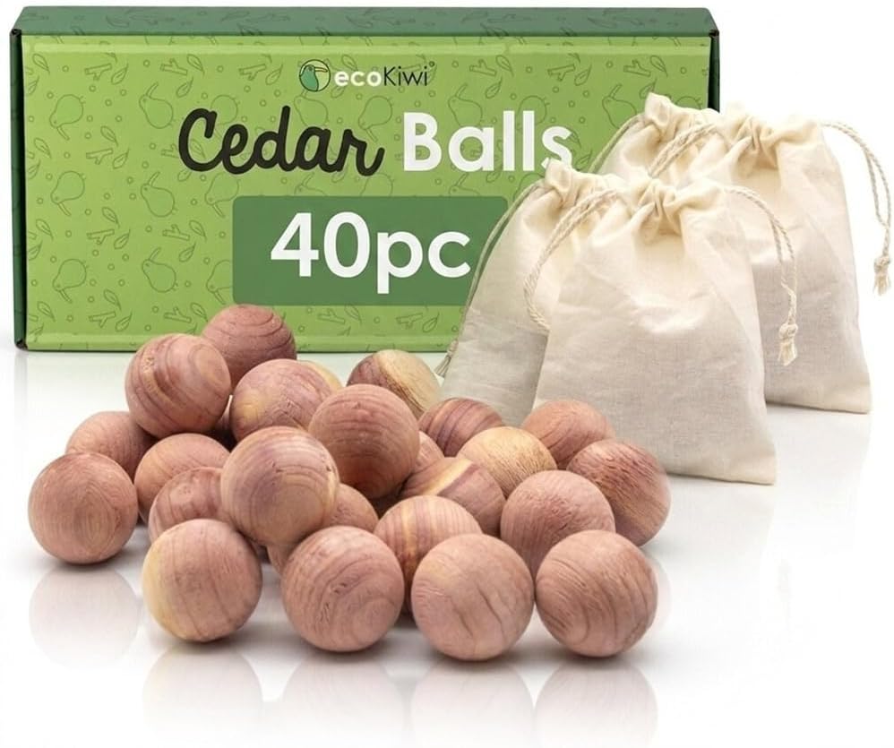 ecoKiwi Moth Balls 40 Pack – Cedarwood Moth Repellent