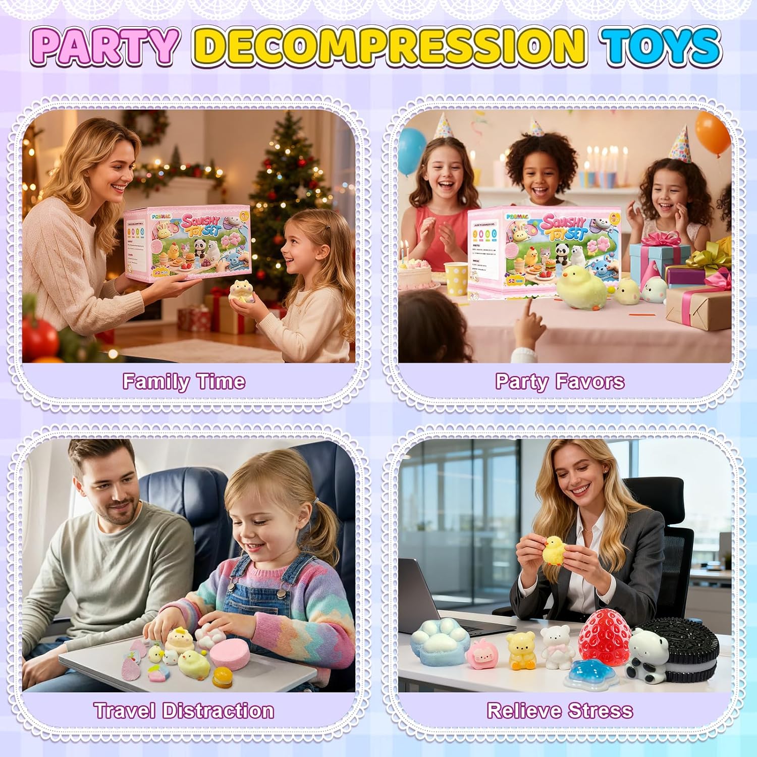 Thumbnail 5 de PSBMAC 22PCS Squishy Pack Squeeze Toys Set (8 Large + 14 Small) for Kids and Adults