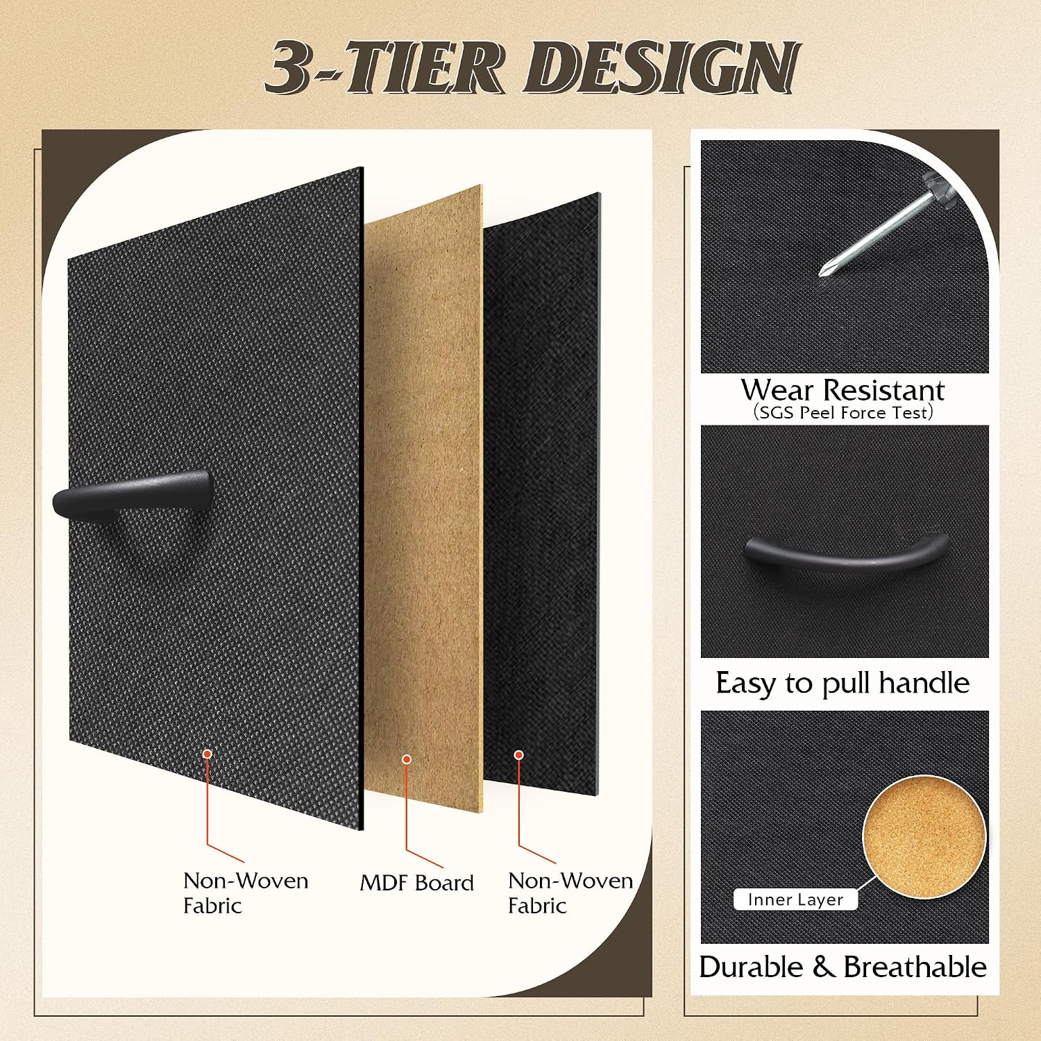 Thumbnail 6 de WLIVE ASNG085DK 8-Drawer Fabric Dresser with Open Shelves