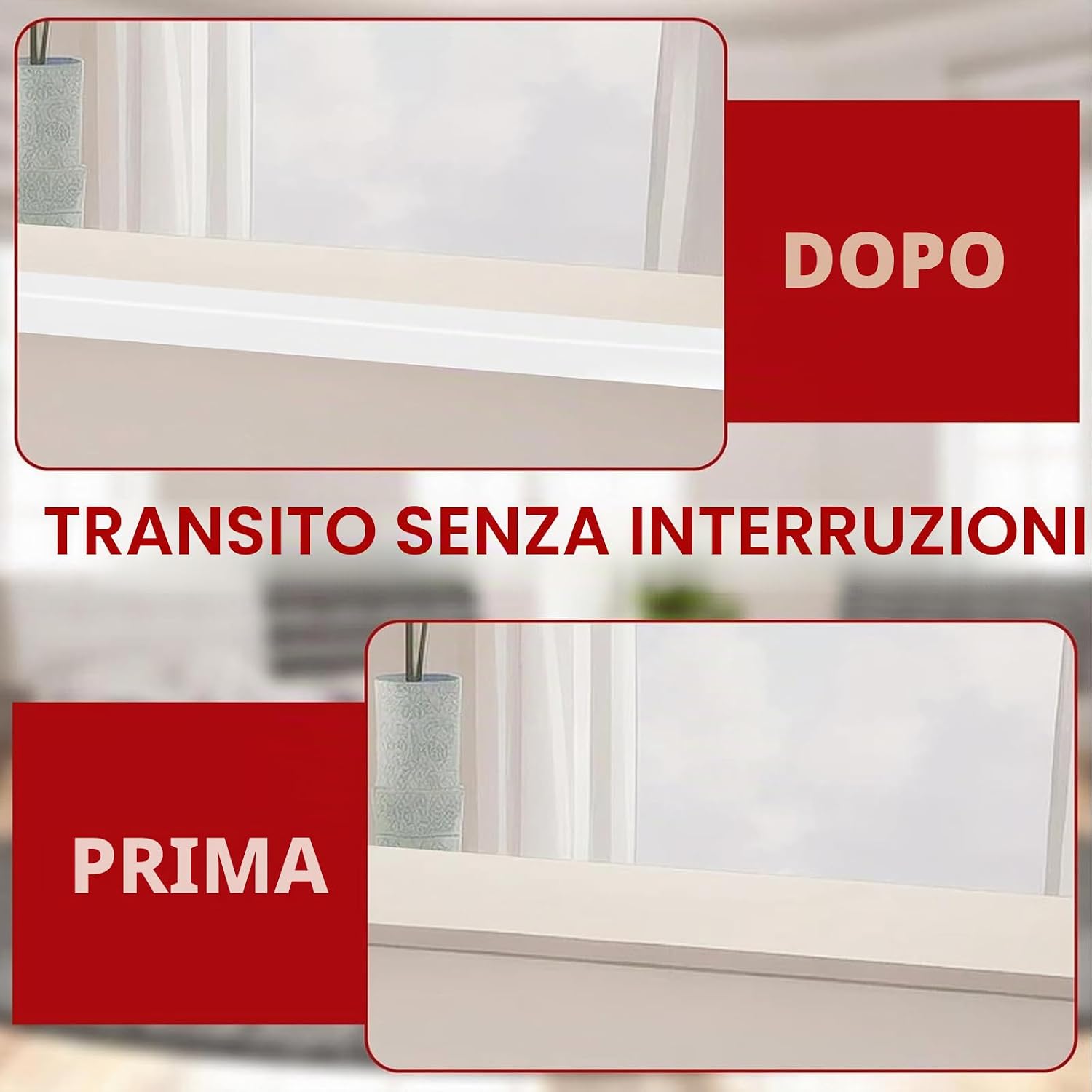 Detalle de Modanatura decorativa autoadesiva Paraspigoli in PVC 4 cm x 4 m — Bianco, angolare interna/estera regolabile