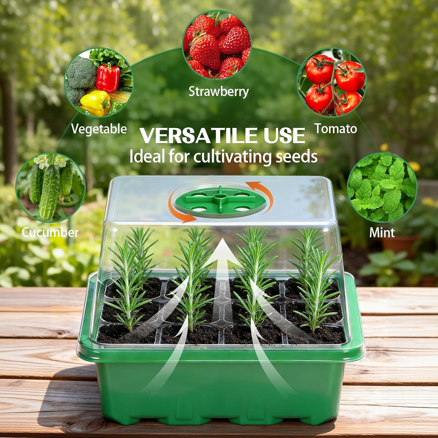 Thumbnail 5 de GOTVUGE seed trays (10-pack, 120 cells) with clear humidity dome and adjustable vents