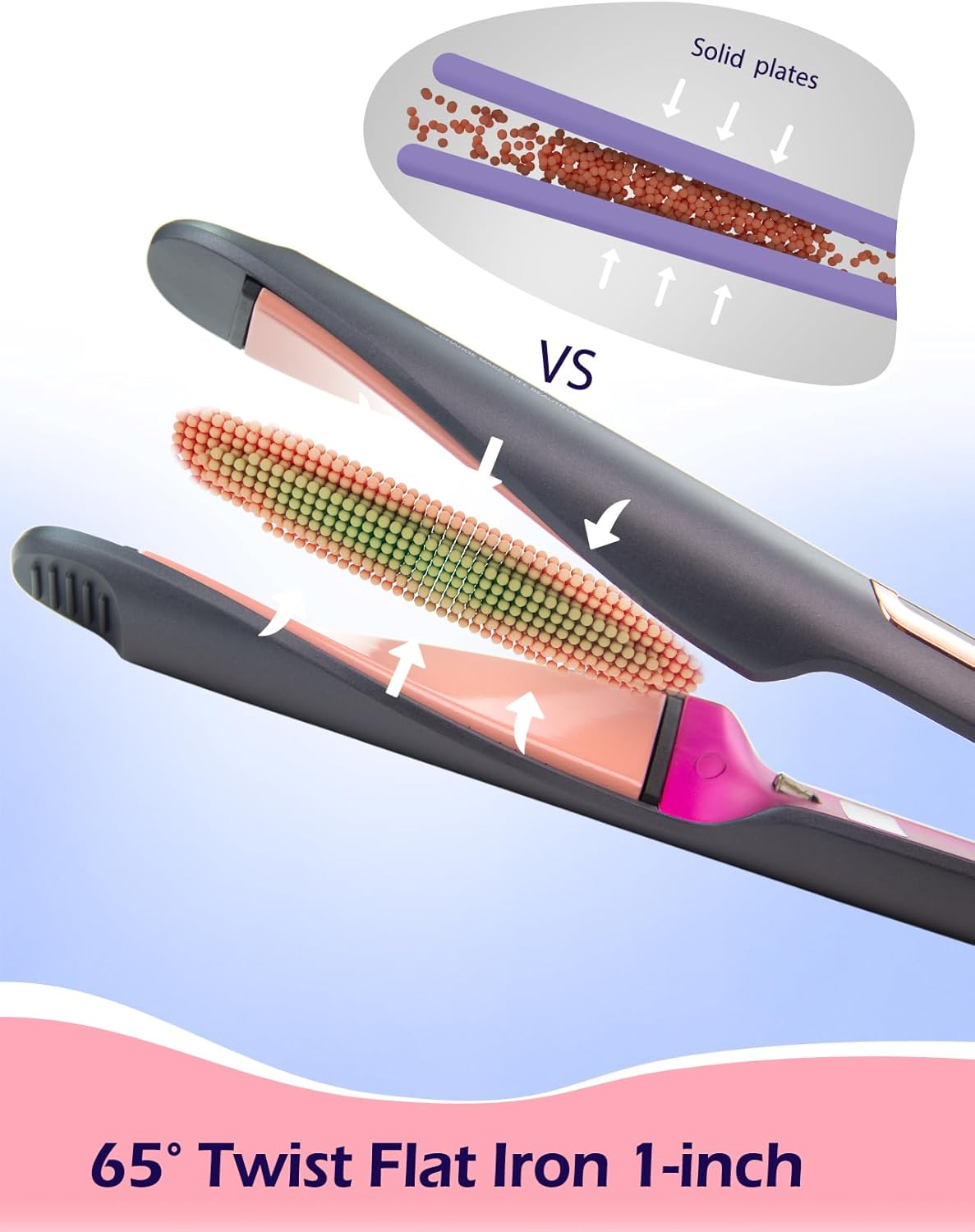 Detalle de ANGENIL Pro Lisseur à cheveux Twist 2 en 1: fer à lisser et boucleur avec affichage LCD et double tension