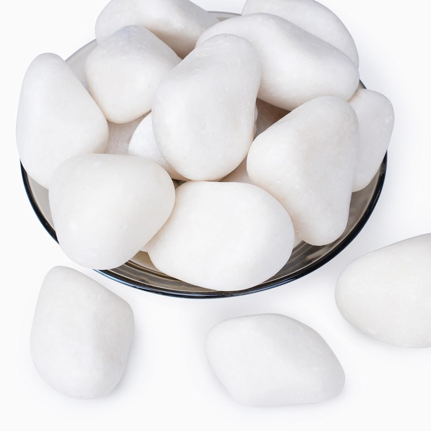 Detalle de Pulovin 20 lbs White River Rocks, 2–3 Inch Polished Decorative Stones