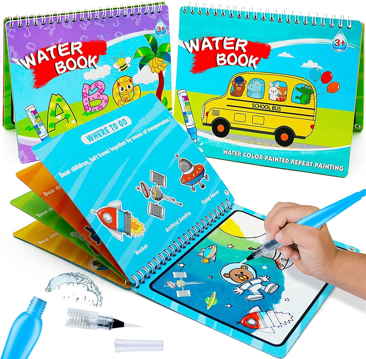 Thumbnail 5 de hapray 2-Pack Magic Water Colouring Books for Toddlers (Dinosaur & Animal) — reusable mess-free doodle pads