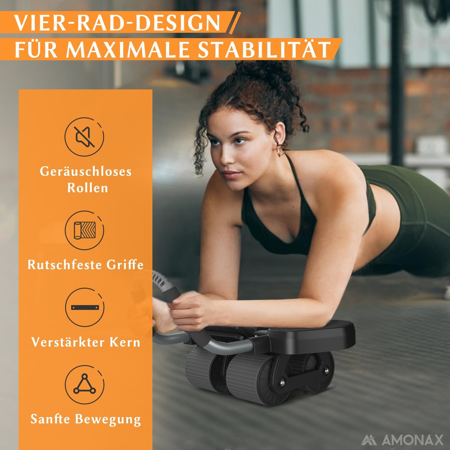 Thumbnail 1 de Amonax Bauchroller – Bauchtrainer AB Roller mit Vier-Rädern, Doppelfeder und rutschfester Auflage