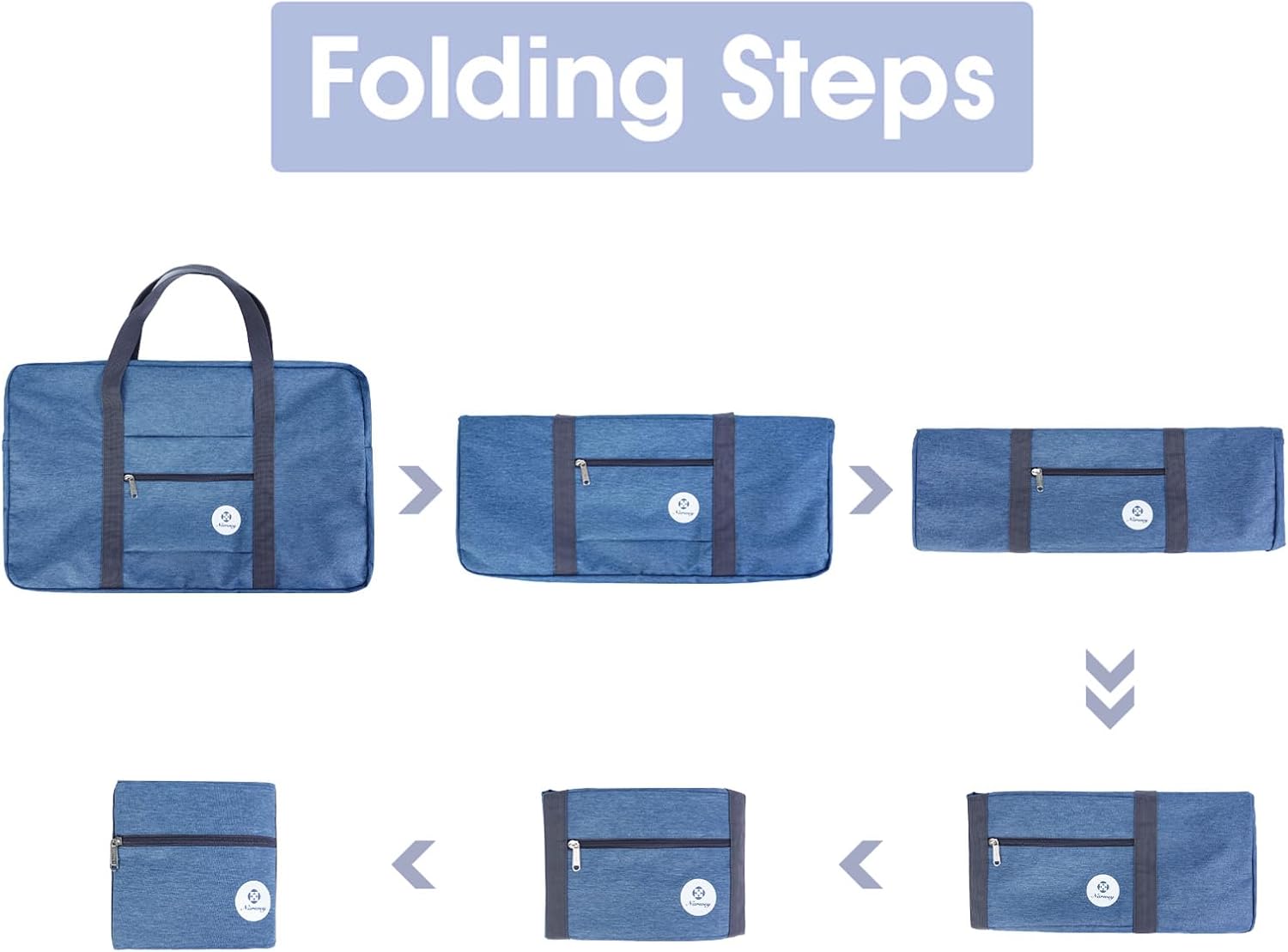 Thumbnail 6 de For Airlines Large Cabin Bag Foldable Travel Duffel Bag Holdall Tote Carry On Luggage 40L (Thick Series Navy Blue)