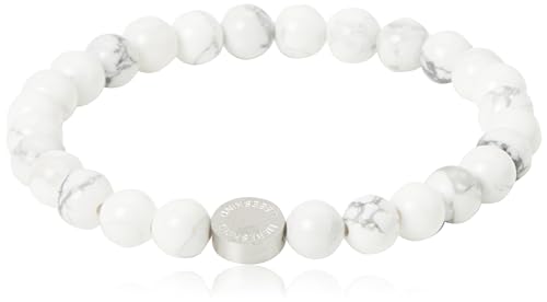 Detalle de LIEBESKIND Berlin Beads 6mm mit Logotag in Edelstahl – Howlite-Armband