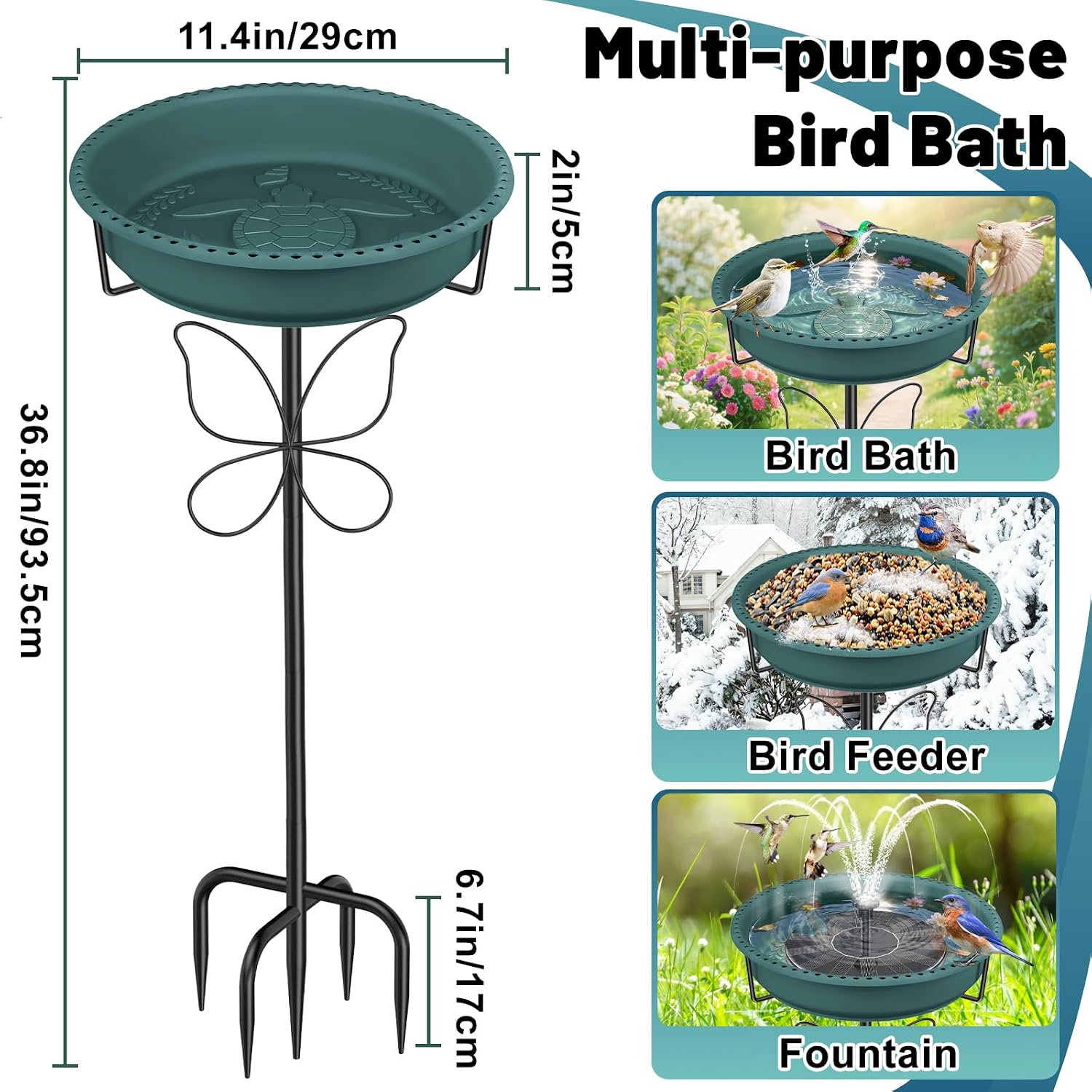 Detalle 2 de YOADEHOA Outdoor Bird Bath, 36.8-Inch