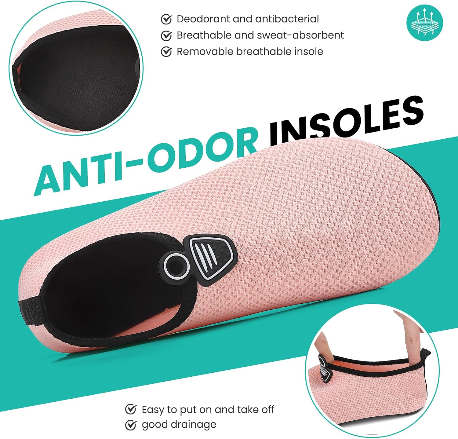 Detalle 2 de Sportvibe Water Shoes Women & Men – Lightweight Barefoot Aqua Shoes, Pink (6.5 UK/40 EU)