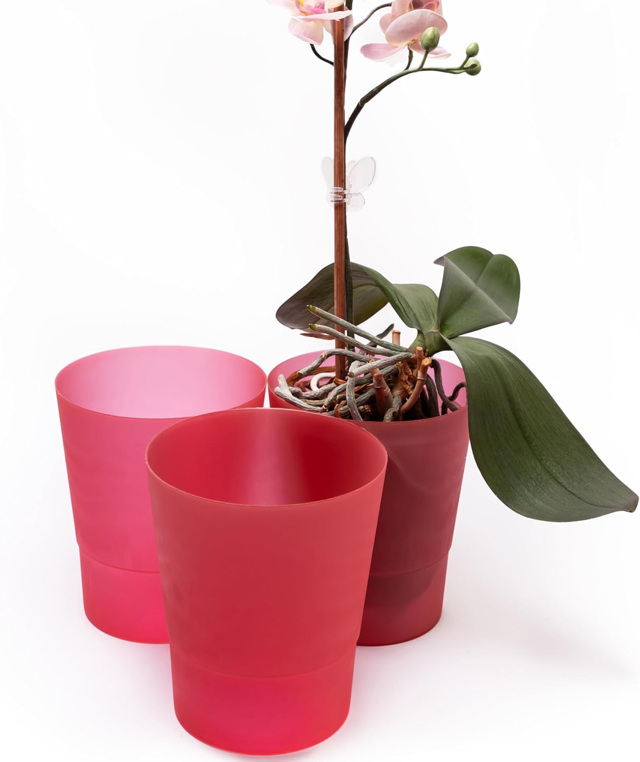 Thumbnail 6 de Home Garden Ornaments 12cm Orchid Pots Set of 3 – Yellow Matte Plastic Indoor Pots