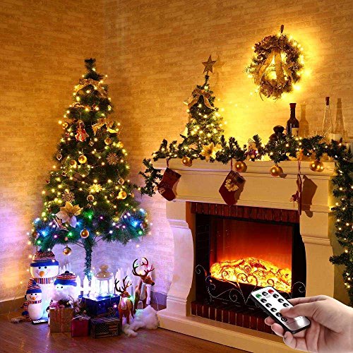 Detalle de BXROIU 2x LED-Lichterkette Batterie 5 m, 50 LEDs, Fernbedienung & Timer – kabellos für Innen & Außen
