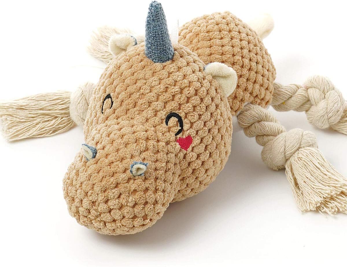 Detalle de Sedioso S-2024 Large Plush Dog Toy, Brown Hippo with Squeaker