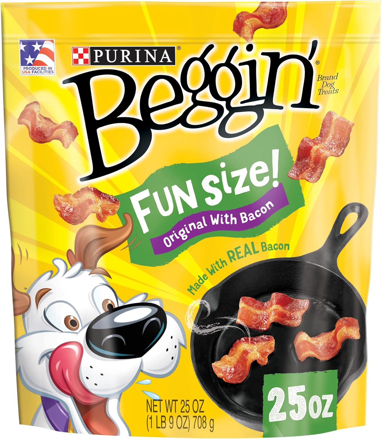 Detalle de Purina Beggin' Fun Size Dog Treats for Small to Medium Dogs, Original with Bacon — 25 oz Pouch