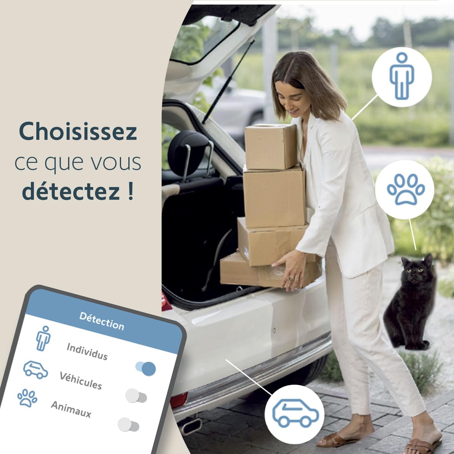Thumbnail 3 de Somfy 1875341 – Pack de 2 Outdoor Cameras grises avec détection intelligente et sirène 110 dB