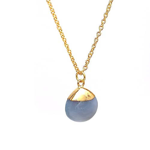 Detalle de Gempires Natural Blue Opal Pendant Necklace with Pear Pendant on 16+2in 14k Gold Plated Chain