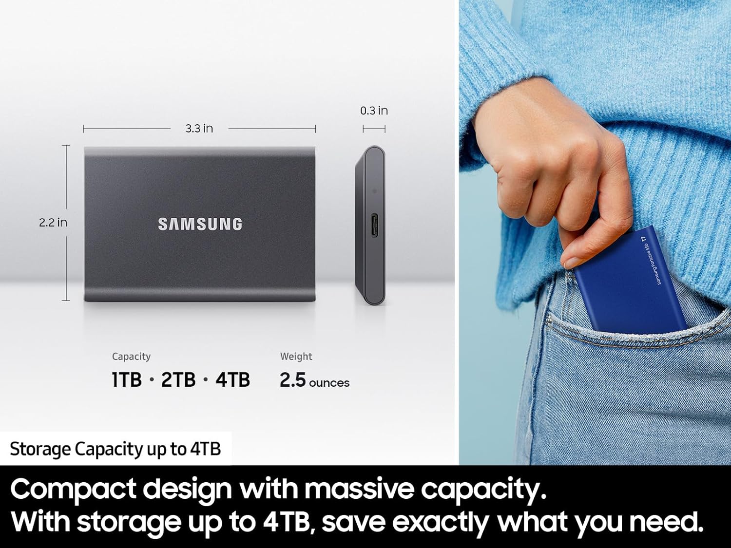 Thumbnail 3 de Samsung T7 Portable SSD 1TB Titan Gray (USB 3.2 Gen 2) – Up to 1,050 MB/s
