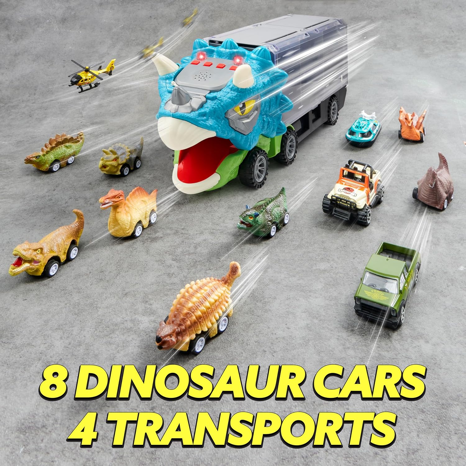 Detalle 2 de JOYIN 13 Piezas Camión transportador de dinosaurios