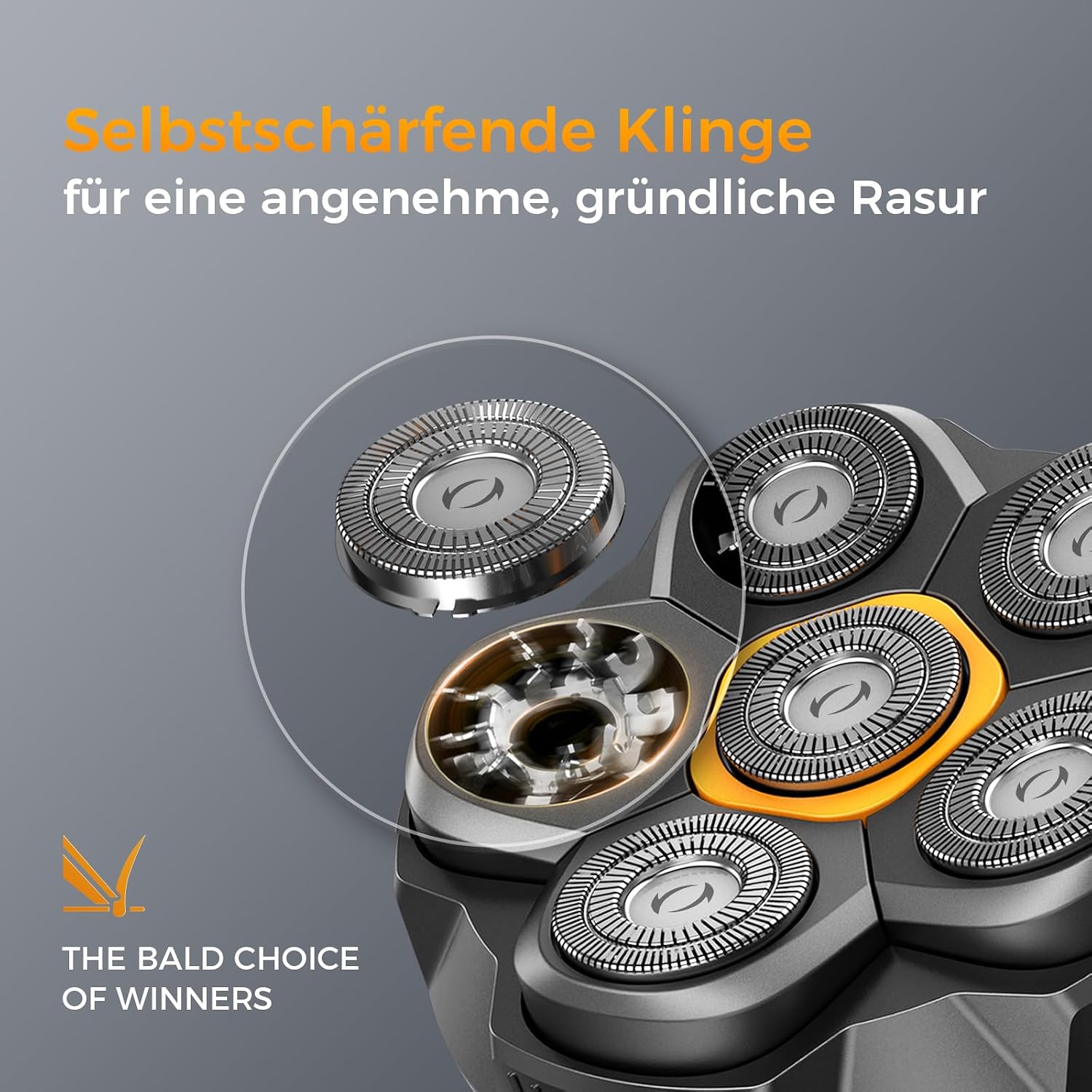 Detalle de Glatzen Rasierer Herren mit 6D-Schwimmkopf, 180 Min Akku, Magnetkopf, IPX6 – Ideal für Kopf- und Bartpflege
