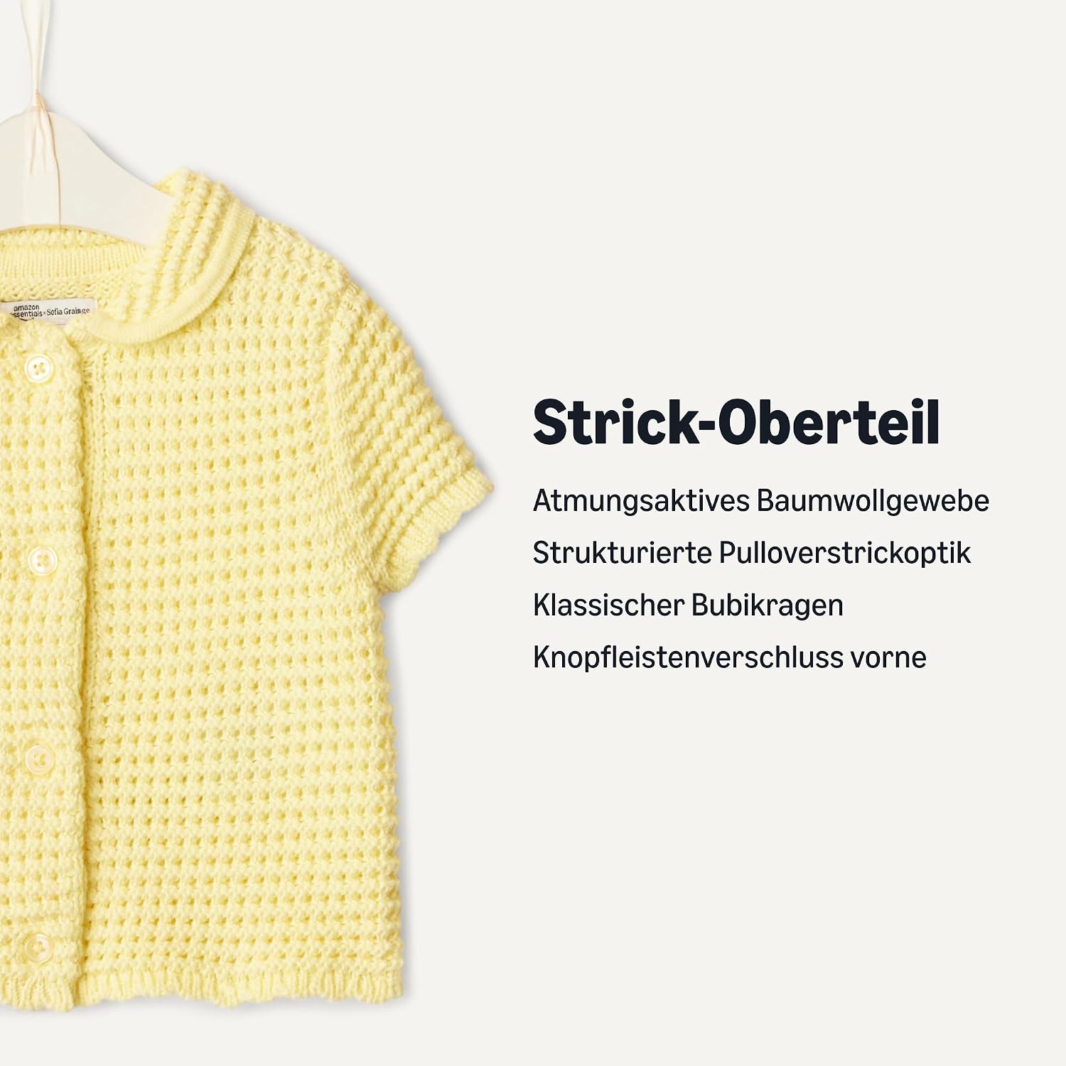 Thumbnail 1 de Amazon Essentials x Sofia Grainge Mädchenpullover aus Baumwolle – Kurzarm, Knopfleiste, Peter-Pan-Kragen