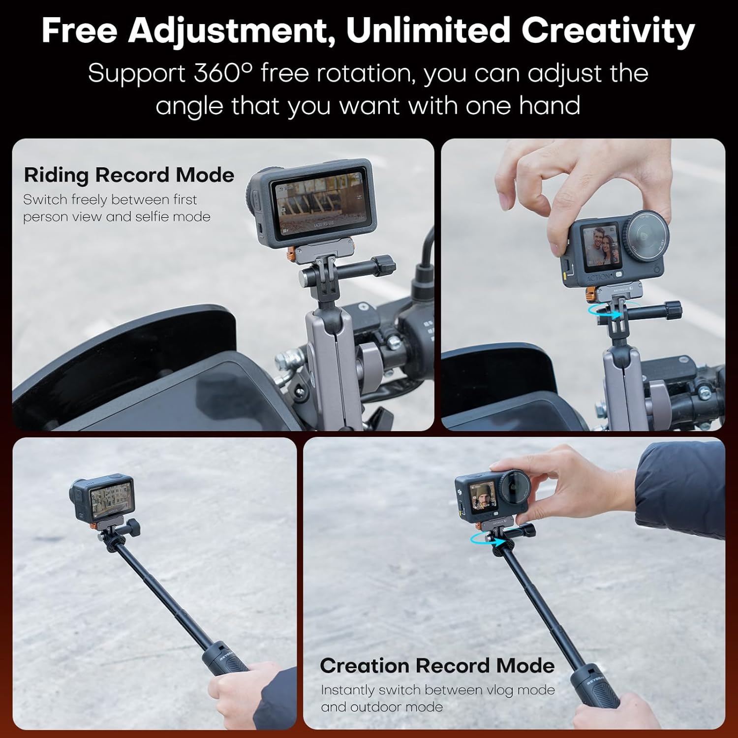 Thumbnail 3 de REYGEAK Supporto magnetico in alluminio girevole 360° per DJI Action 6 / OSMO Nano / Action 5-4-3