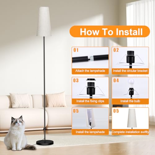 Thumbnail 4 de Wudyfei LED Floor Lamp, 67" Tall, Black – 9W Bulb with 3 Colour Temperatures