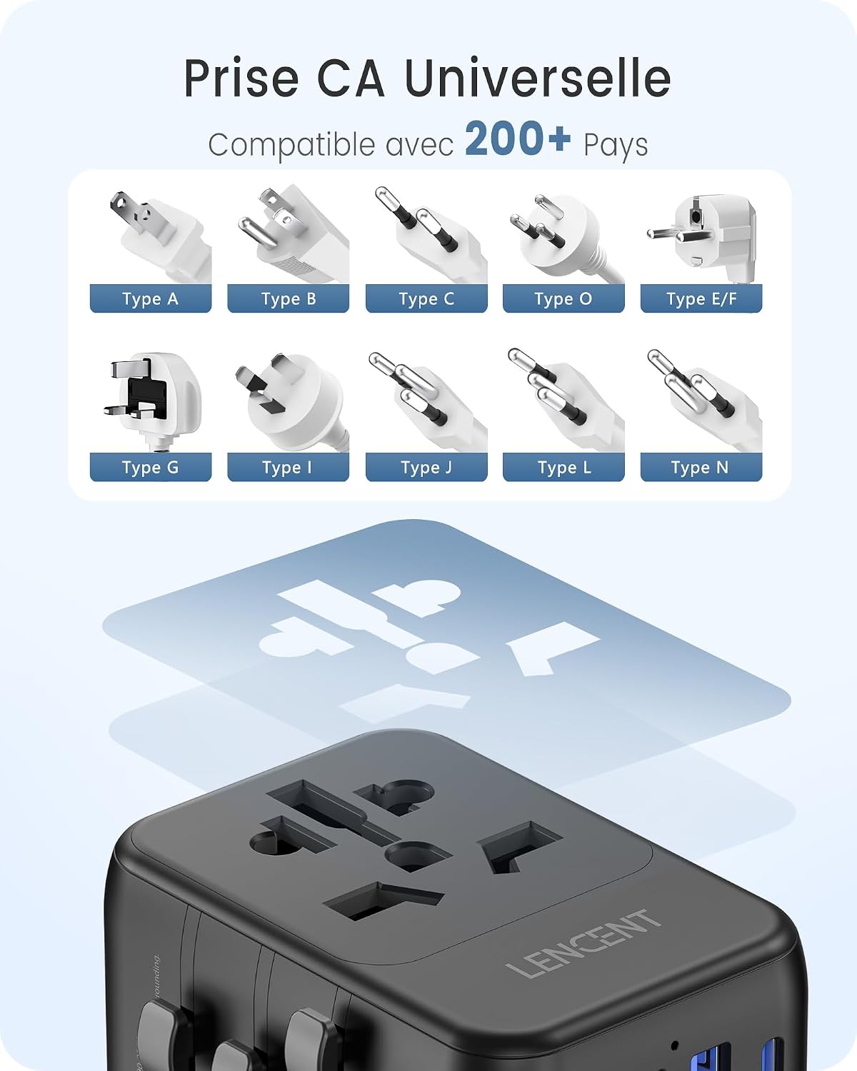 Detalle de LENCENT Adaptateur universel 1000W