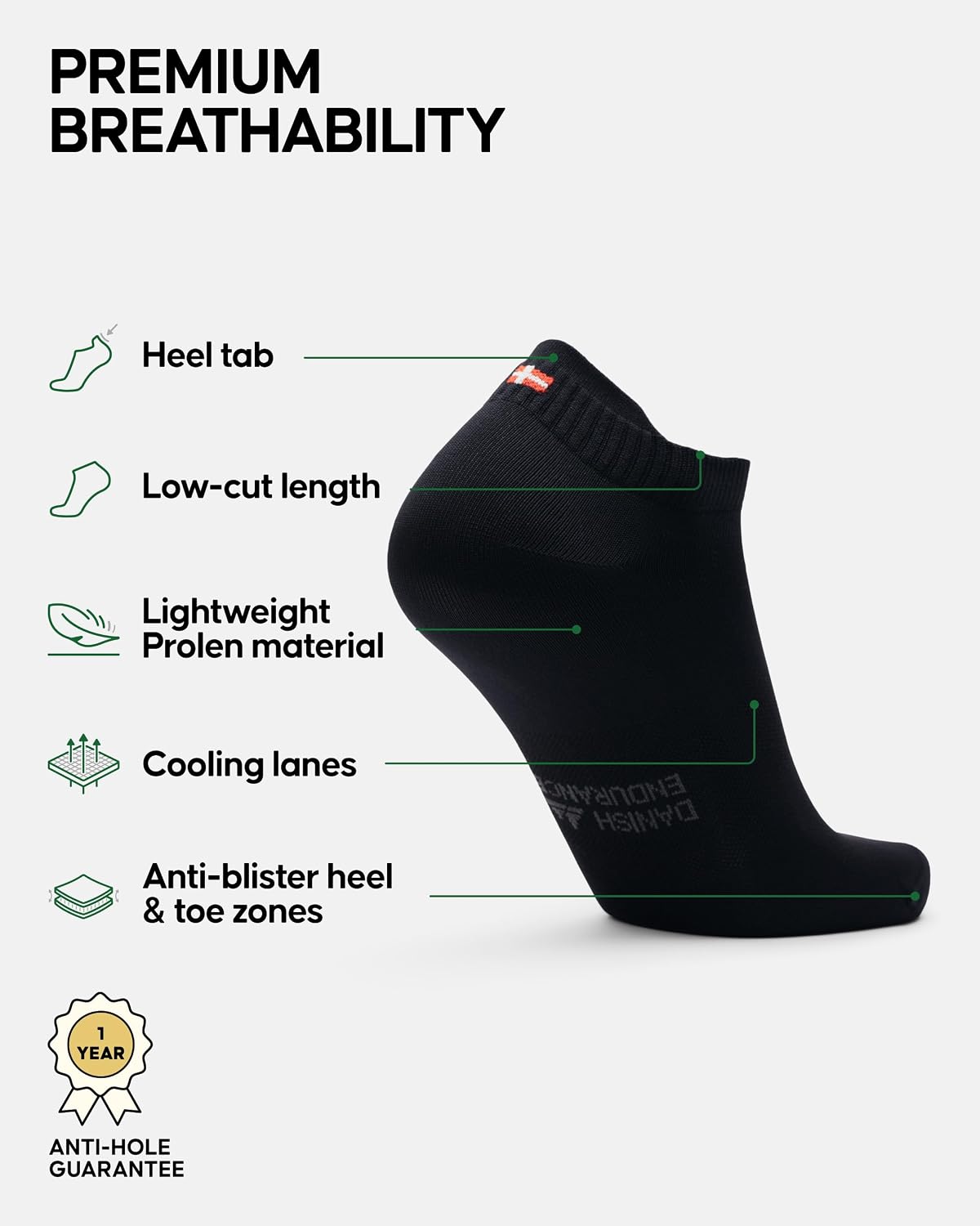 Thumbnail 1 de DANISH ENDURANCE Running Socks for All, Low-Cut Breathable Trainers Pack