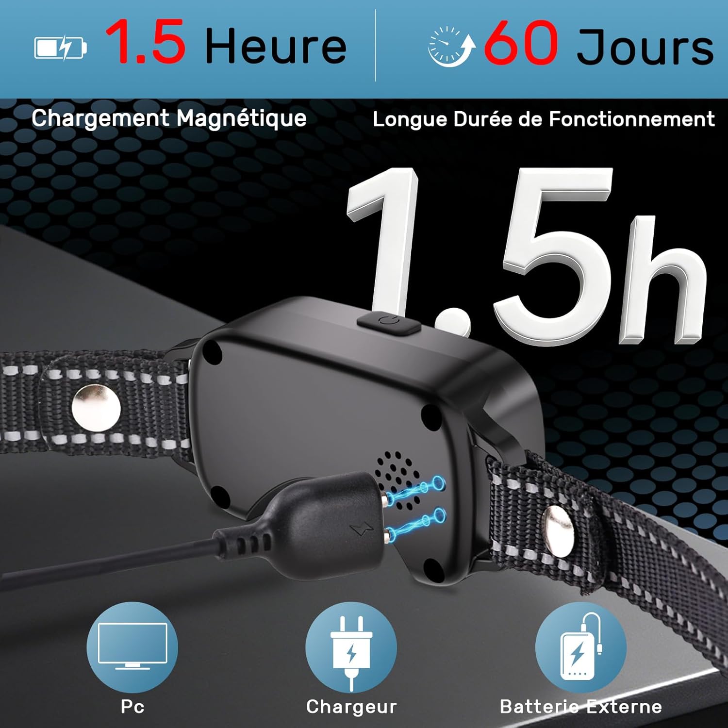 Detalle de Collier Anti Aboiement Chien – Dressage Intellig ent avec Ultrason et Détection