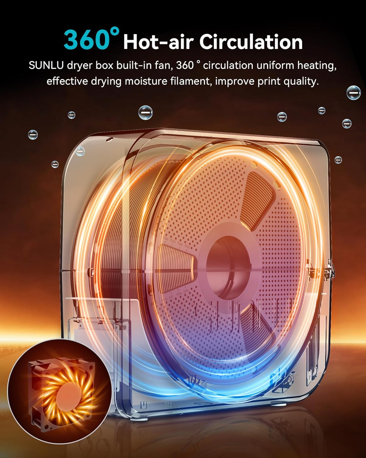 Detalle 2 de SUNLU S1 Plus Filamenttrockner 1.75–3.00 mm
