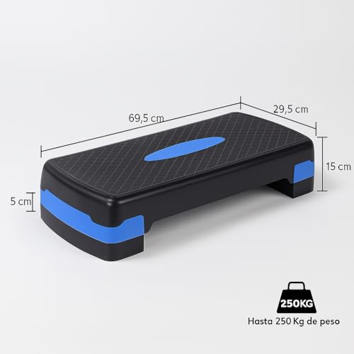 Detalle de Plataforma T-LOVENDO Step aeróbic regulable en 2 alturas (68 x 28 x 10/15 cm) con base antideslizante