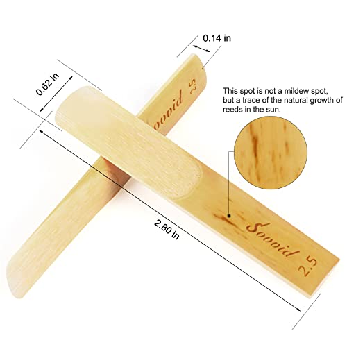 Detalle de Sovvid 10 Pack Professional Alto Saxophone Reeds — Strength 2.5 with Laser Engraving and Thinner Tip